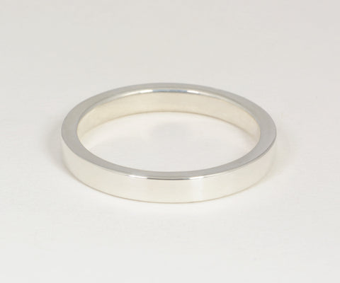 Solid Band - 2mm X 3mm Sterling Silver or 14kt White Gold band