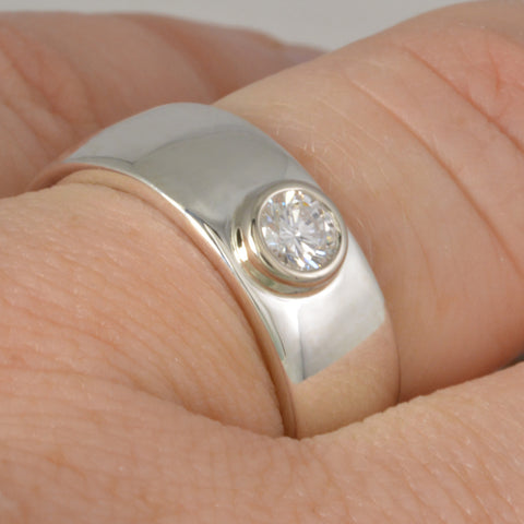 Custom: Sterling Silver Band with 4mm Round Diamond