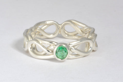 Custom: Celtic Knot Ring with Green Stone