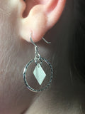 Textured Link with diamond shape centre earrings