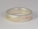 Mokume Gane Ring - Quad Colour and Sterling Silver, Narrow