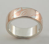 Mokume Gane Ring - 14kt Red Gold and Sterling Silver, Wide
