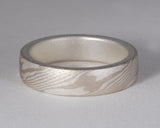 Mokume Gane Ring - Palladium White Gold and Sterling Silver, Narrow