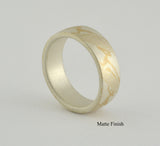 Mokume Gane Ring - 22kt Yellow Gold and Sterling Silver, Wide