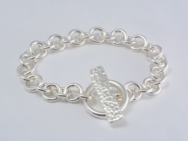 Faceted (hammered) Toggle Style Bracelet - Sterling Silver