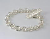 Faceted (hammered) Toggle Style Bracelet - Sterling Silver