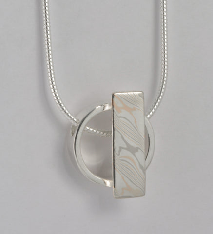 Mokume-Gane Accent Pendant Tricolour