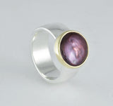2 Tone Chocolate Coin Pearl Ring