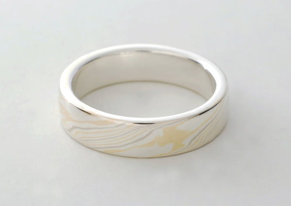 Mokume Gane Ring - Quad Colour and Sterling Silver, Narrow
