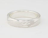 Mokume Gane Ring - Palladium White Gold and Sterling Silver, Narrow