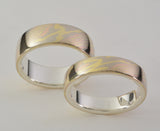 Mokume Gane Ring - 18kt Trigold and Sterling Silver, Narrow
