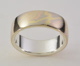 Mokume Gane Ring - 18kt Trigold and Sterling Silver, Wide