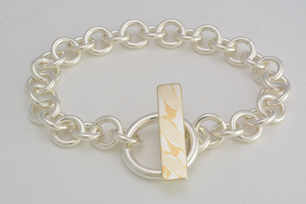 Mokume-Gane Accent Bracelet - 22kt and sterling silver