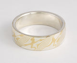 Mokume Gane Ring - 22kt Yellow Gold and Sterling Silver, Wide