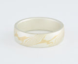 Mokume Gane Ring - 22kt Yellow Gold and Sterling Silver, Wide