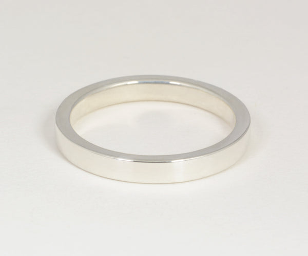 Solid Band - 2mm X 3mm Sterling Silver or 14kt White Gold band