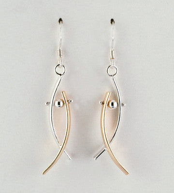 Curves Earrings, 2 Tone