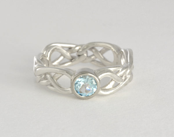 Custom: Eternal Love Celtic Knot Ring with Round Aquamarine