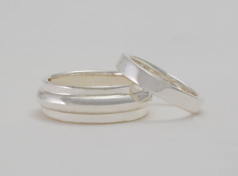 Custom: Sterling Silver Wedding Band Set