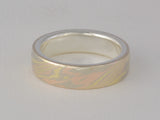 Mokume Gane Ring - 18kt Trigold and Sterling Silver, Narrow