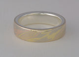 Mokume Gane Ring - 18kt Trigold and Sterling Silver, Narrow