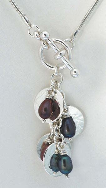 Cascading Drop Lariate Style Pendant with Pearls