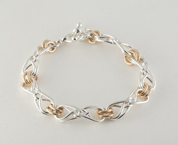 Custom: 14kt Yellow Gold and Sterling Silver Eternal Love Celtic Knot Bracelet Medium