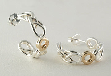 Custom: 14kt Yellow Gold and Sterling Silver Eternal Love Celtic Knot Hoop Earrings