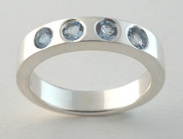 Custom: Sterling Silver Band with Aquamarine Stones