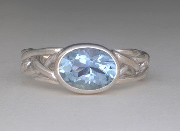 Custom: Tapered Celtic Knot Style Ring with Aquamarine Faceted Stone