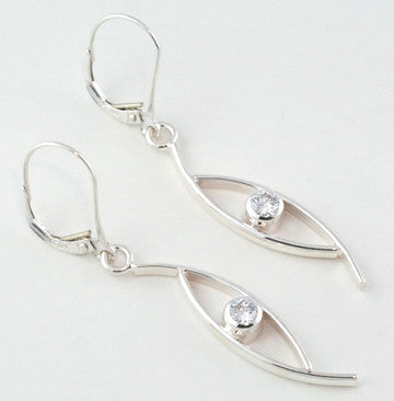Custom: Curves Lever Back Earrings with Tube Set Diamonds