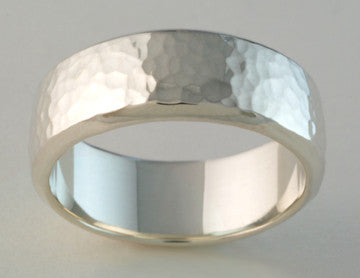 Custom: Hammered Band Ring Wide, Sterling Silver