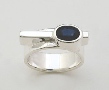 Custom: Simplicity Style Ring with Bezel Set Sapphire