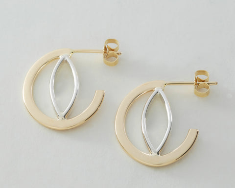 Custom: 14kt Yellow Gold and Sterling Silver Post Earrings