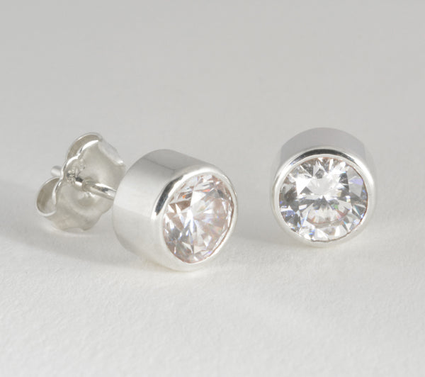 Custom: Sterling Silver Post/Stud Earrings with Cubic Zirconia