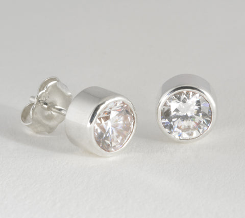 Custom: Sterling Silver Post/Stud Earrings with Cubic Zirconia
