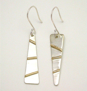 Gold Bars 2 Tone Earrings