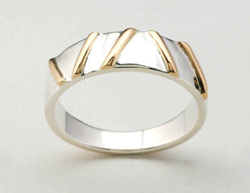 Gold Bars 2 Tone Ring, Narrow