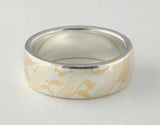 Mokume Gane Ring - 22kt Yellow Gold and Sterling Silver, Wide