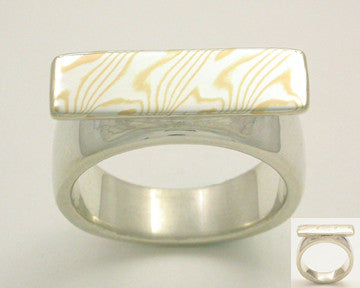 Mokume-Gane Accent Ring - 22kt and sterling silver
