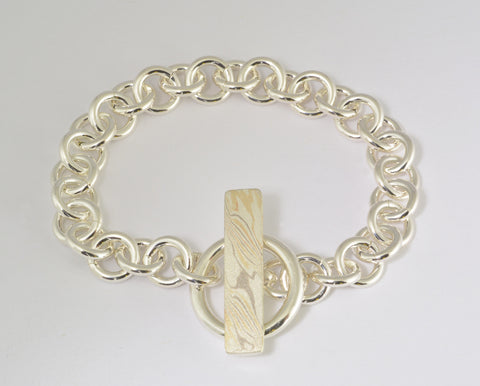 Mokume-Gane Accent Bracelet - Tricolour