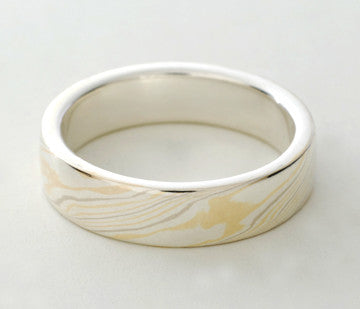 Mokume Gane Ring - Quad Colour and Sterling Silver, Narrow