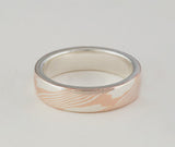 Mokume Gane Ring - Rose Gold and Sterling Sliver, Narrow