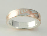 Mokume Gane Ring - Rose Gold and Sterling Silver, Narrow (2)