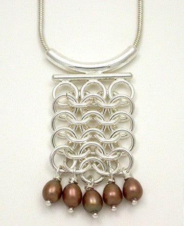 Mail Smith Wide Pendant with Pearls