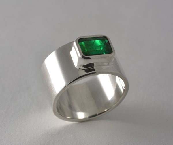 Custom: Emerald and Sterling Silver Ring