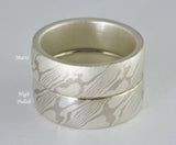 Mokume Gane Ring - Palladium White Gold and Sterling Silver, Wide