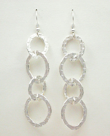 Oval Link Plaid Earrings, Long