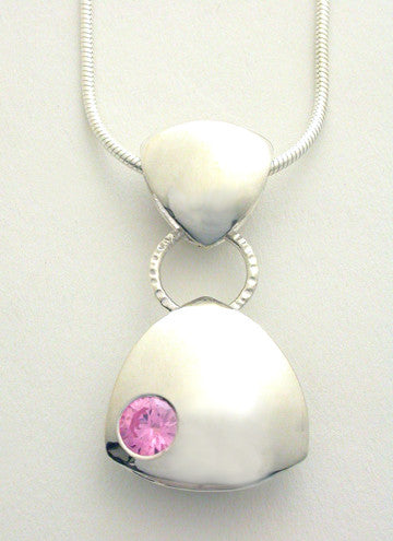 Puffy Pendant with Pink Cubic Zirconia