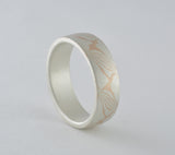 Mokume Gane Ring - 14kt Red Gold and Sterling Silver, Wide